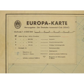 Карта Европы в 1940 год изданная немецким автомобильным клубом DDAC. Espenlaub militaria